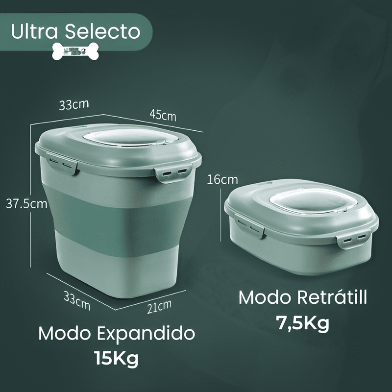 Armazenador de Ração Retrátil 15kg - Ultra Selecto