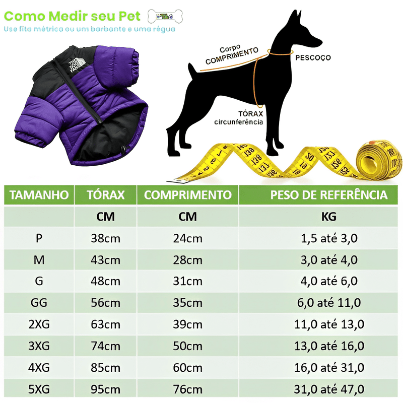 Roupa de Frio para Cachorro - Jaqueta Térmica