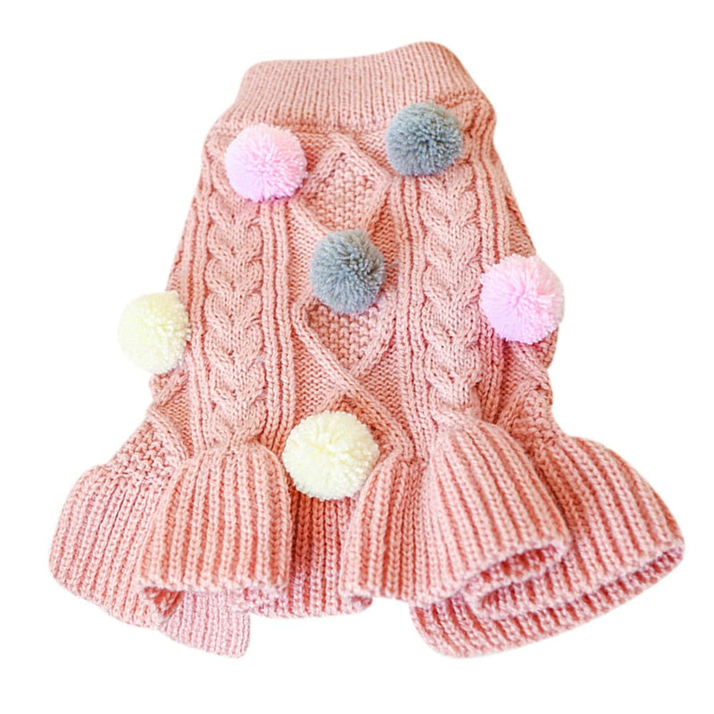 Vestido Tricot Pompom | Para Cachorro e Gato