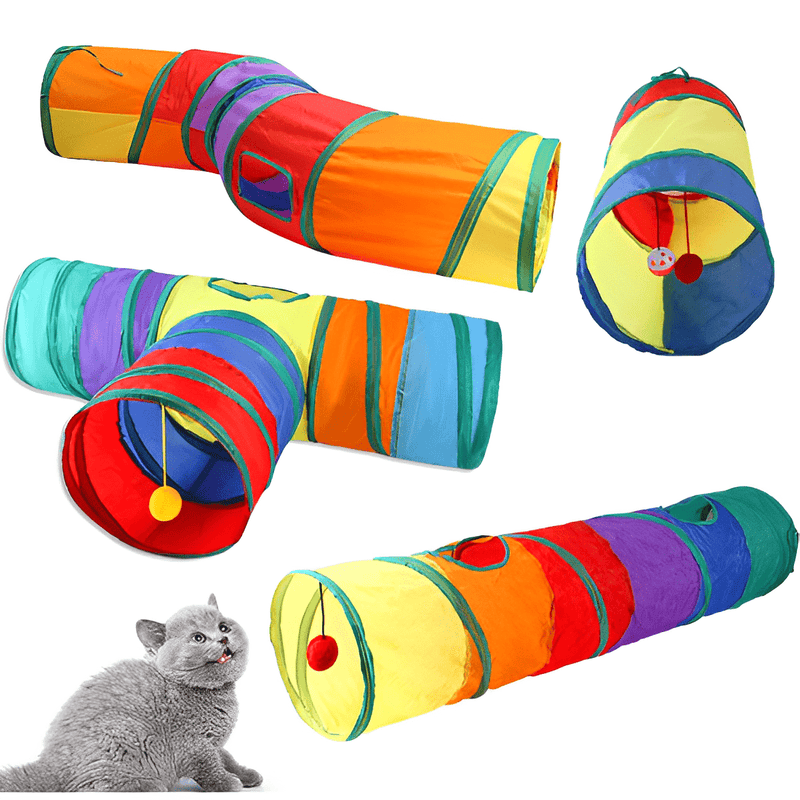 Túnel Colorido Para Gatos - Labirinto Brinquedo Interativo Pet