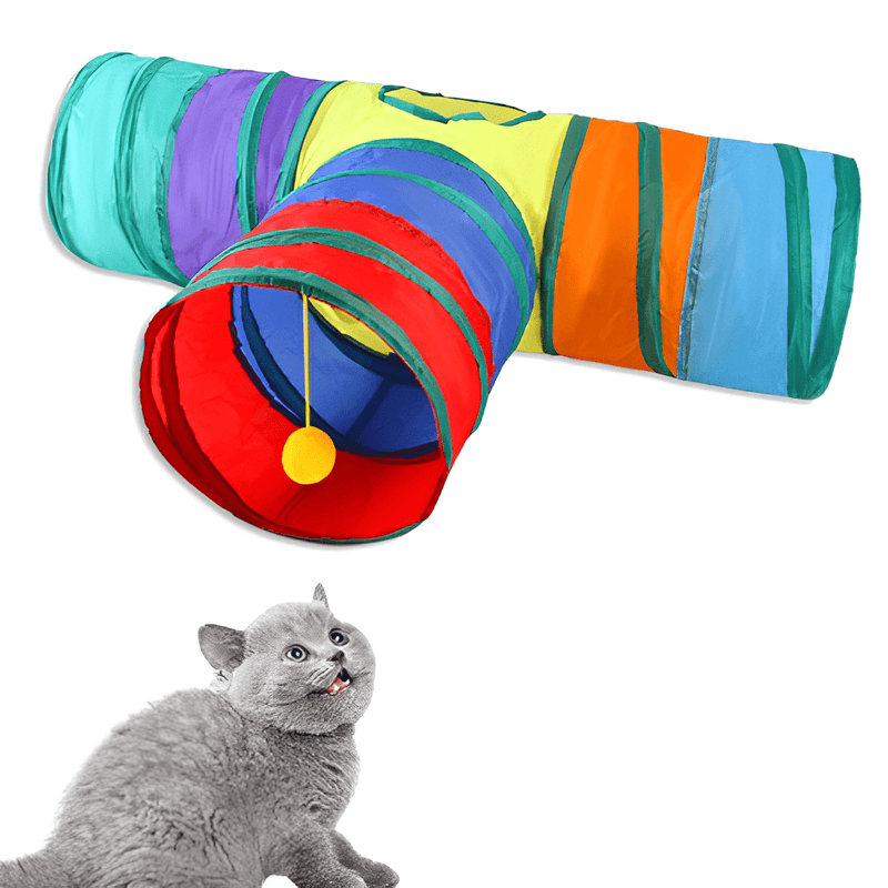 Túnel Colorido Para Gatos - Labirinto Brinquedo Interativo Pet