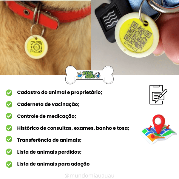 Medalha Pingente Identificação Pet- Qr Code com Geolocalização