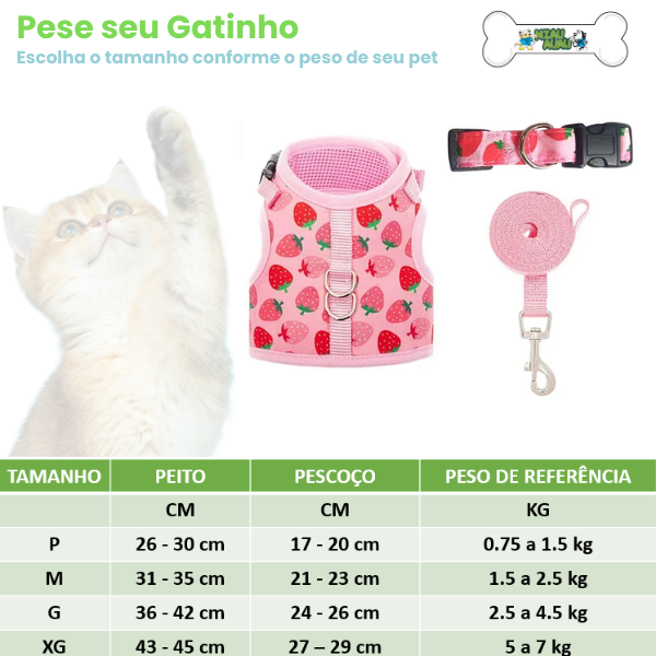 Coleira e Guia Para Gato - Berrywalk