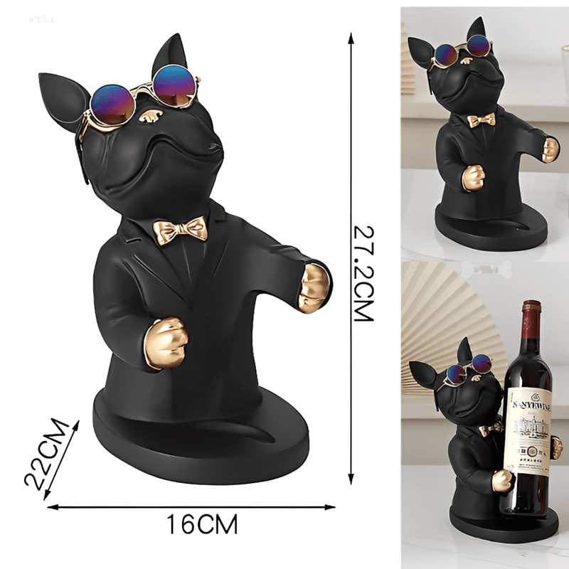 Escultura Decorativa Cachorro Bulldog - Estátua Pet Porta Vinho