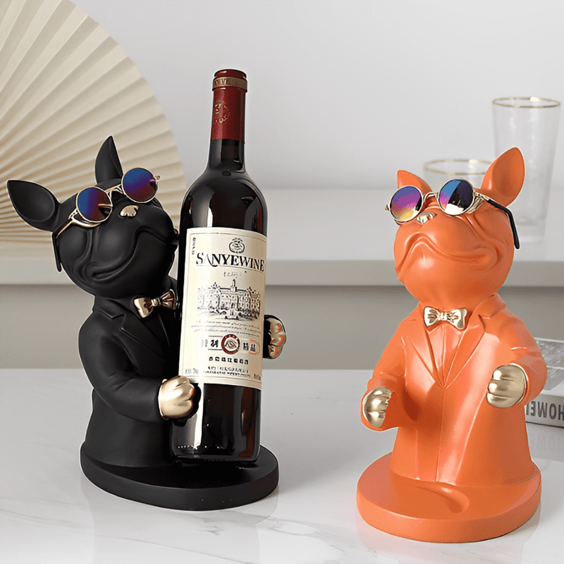 Escultura Decorativa Cachorro Bulldog - Estátua Pet Porta Vinho