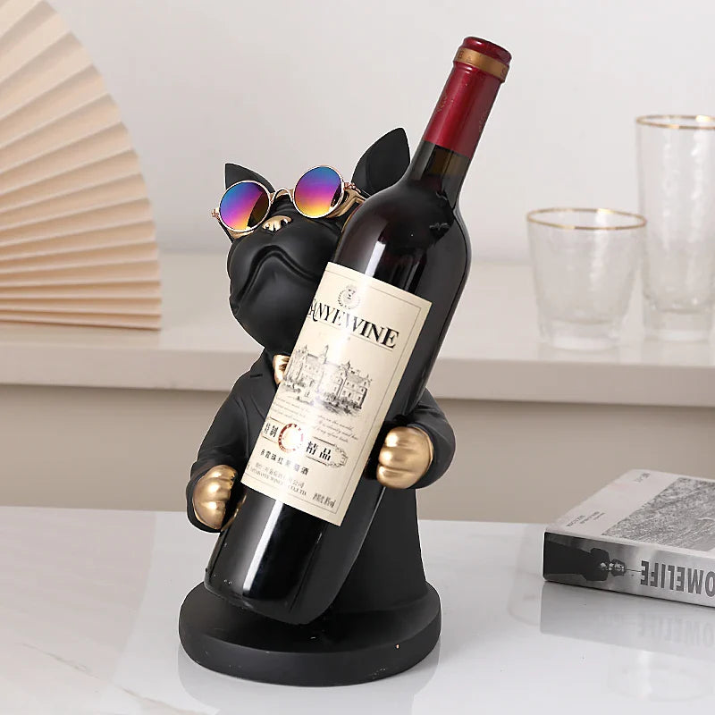 Escultura Decorativa Cachorro Bulldog - Estátua Pet Porta Vinho