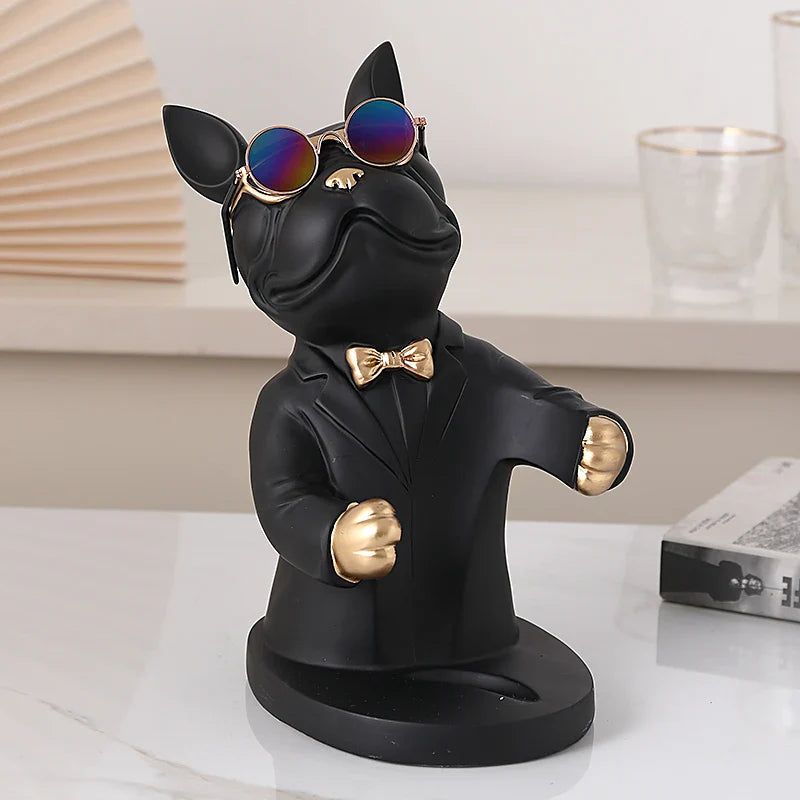 Escultura Decorativa Cachorro Bulldog - Estátua Pet Porta Vinho