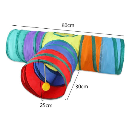 Túnel Colorido Para Gatos - Labirinto Brinquedo Interativo Pet